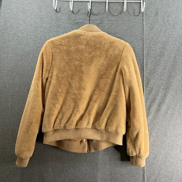 FOREVER 21 Faux Fur Jacket Womens Small Light Brown Full Zip Lightweight - Picture 2 of 9